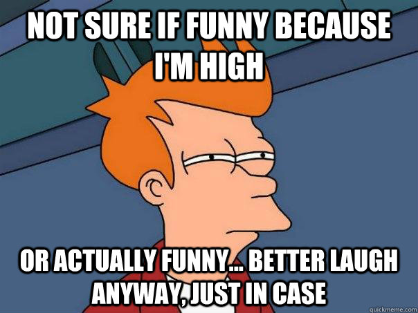 Not sure if funny because i'm high or actually funny... better laugh anyway, just in case  Futurama Fry