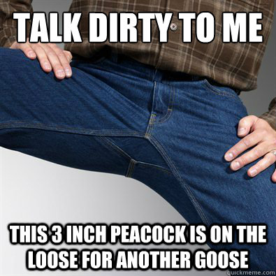 talk dirty to me this 3 inch peacock is on the loose for another goose  Scumbag Penis