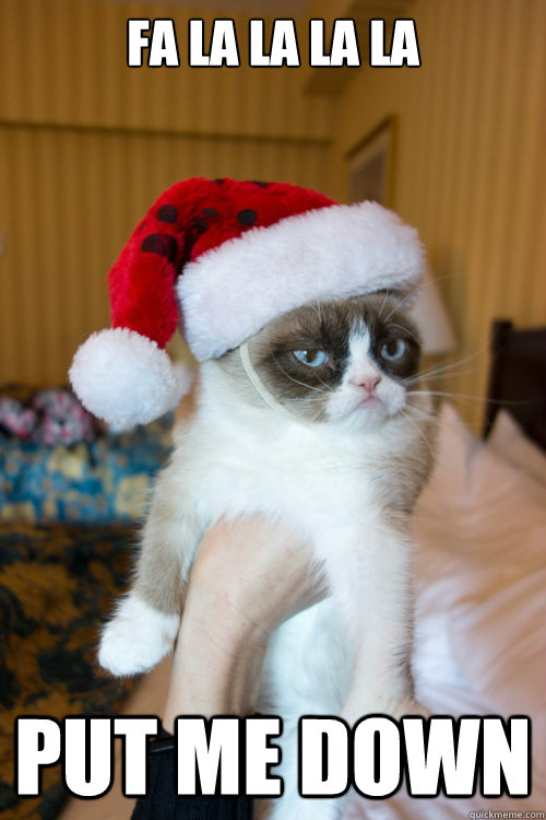 FA LA LA LA LA PUT ME DOWN - FA LA LA LA LA PUT ME DOWN  Christmas Grumpy Cat