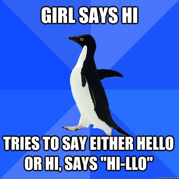 girl says hi tries to say either hello or hi, says 