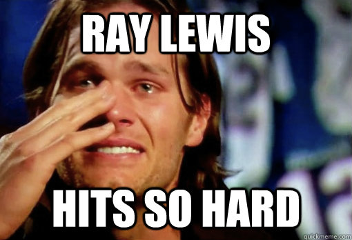 Ray Lewis Hits so hard  Crying Tom Brady