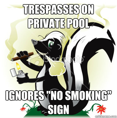Trespasses on private pool Ignores 