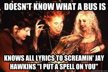doesn't know what a bus is knows all lyrics to Screamin' Jay Hawkins 