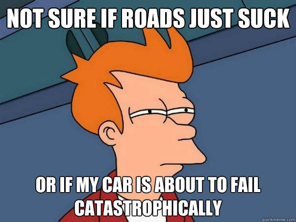 Not sure if roads just suck Or if my car is about to fail catastrophically   