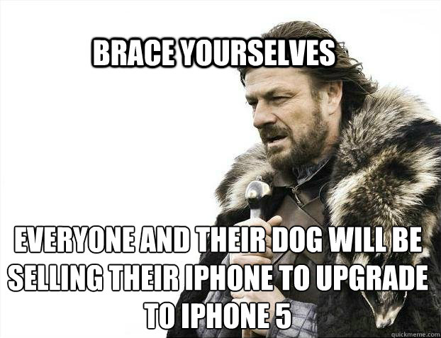 BRACE YOURSELves Everyone and their dog will be selling their iphone to upgrade to iphone 5  BRACE YOURSELF SOLO QUEUE