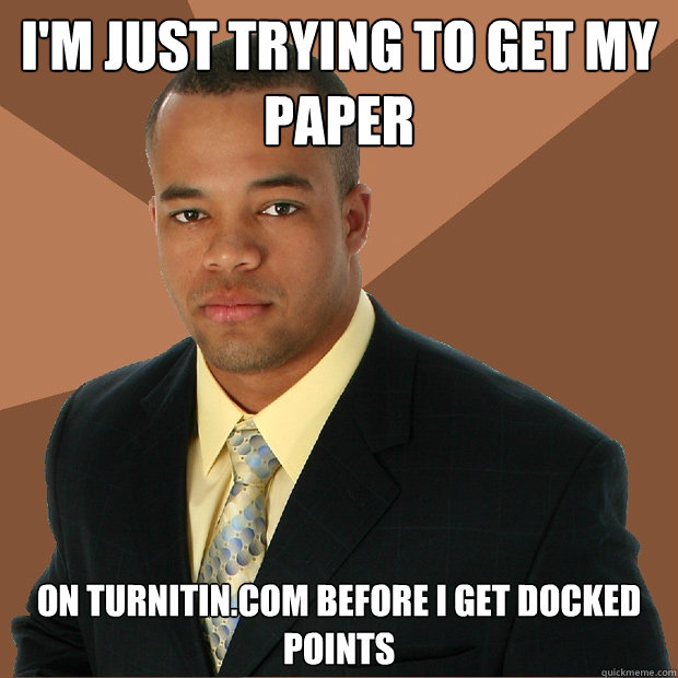I'm just trying to get my paper on Turnitin.com before i get docked points  Successful Black Man