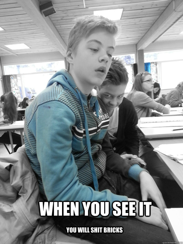 When you see it you will shit bricks  