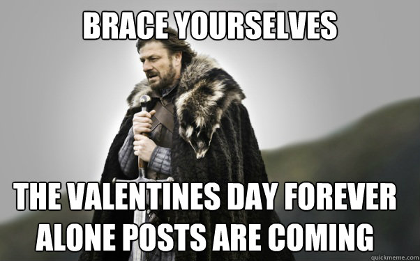 BRACE YOURSELVES The Valentines Day forever alone posts are coming  Ned Stark