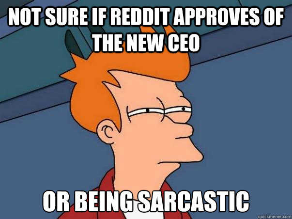 Not sure if Reddit approves of the new CEO or being sarcastic  Not sure Fry