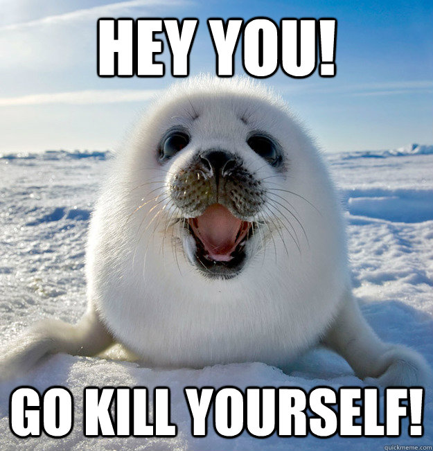 Hey you! go kill yourself!  Easily Pleased Seal