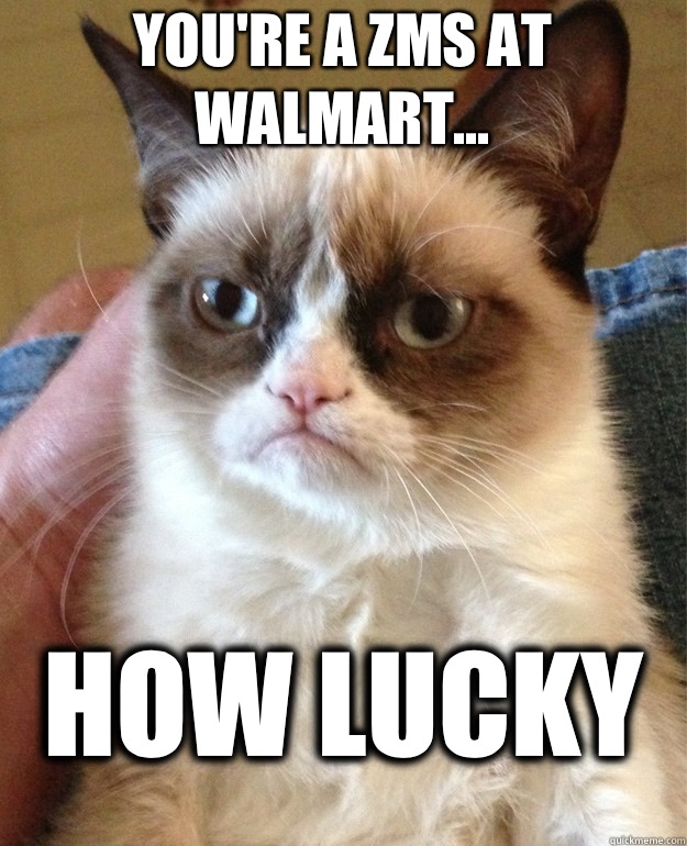 You're a ZMS at Walmart... How lucky  Grumpy Cat