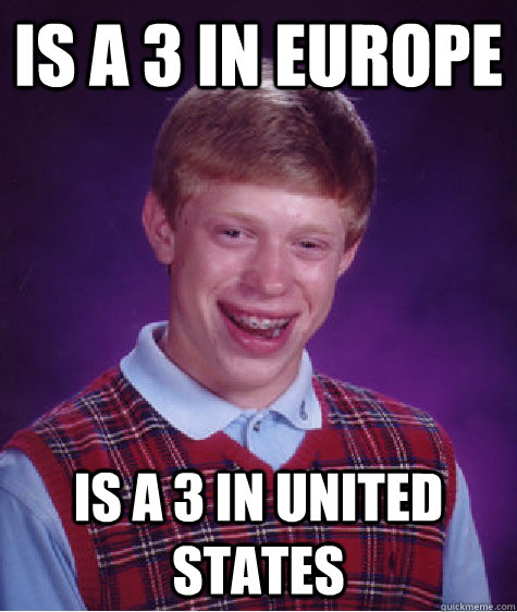 Is a 3 in Europe Is a 3 in United States  Bad Luck Brian
