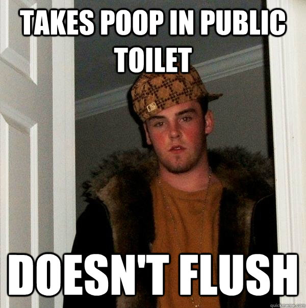 Takes Poop in Public toilet Doesn't flush  Scumbag Steve