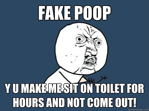 Fake Poop Y U Make me sit on toilet for hours and not come out!   Y U No