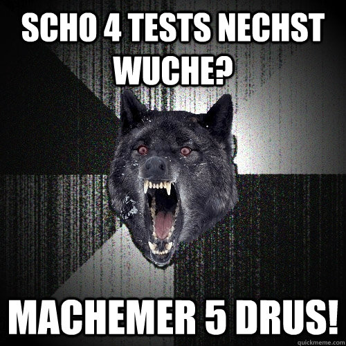 Scho 4 Tests nechst wuche? Machemer 5 drus!  Insanity Wolf