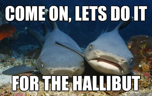 come on, lets do it for the hallibut  Compassionate Shark Friend