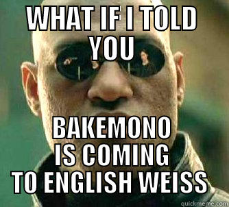 WHAT IF I TOLD YOU BAKEMONO IS COMING TO ENGLISH WEISS  Matrix Morpheus