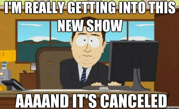 I'm really getting into this new show AAAAND IT'S canceled  aaaand its gone