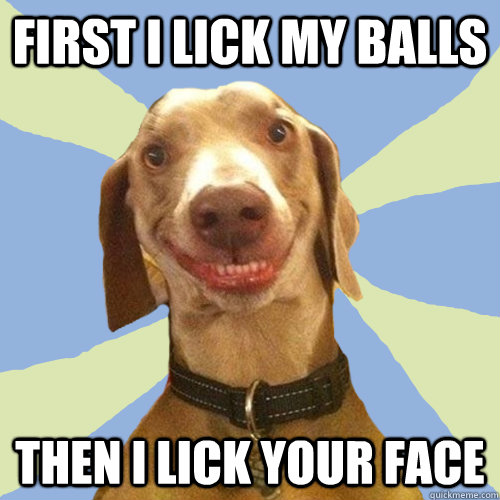 First I Lick my balls Then I lick your face - First I Lick my balls Then I lick your face  Disgusting Doggy