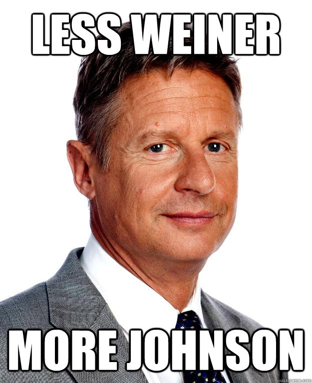 Less Weiner More Johnson  Gary Johnson for president