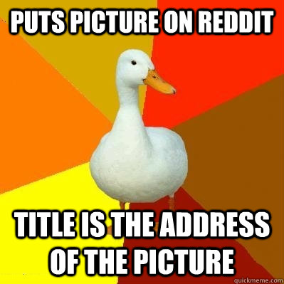 Puts picture on reddit title is the address of the picture  Tech Impaired Duck