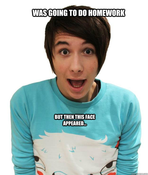 Was going to do homework But then this face appeared...  danisnotonfire homework ruiner