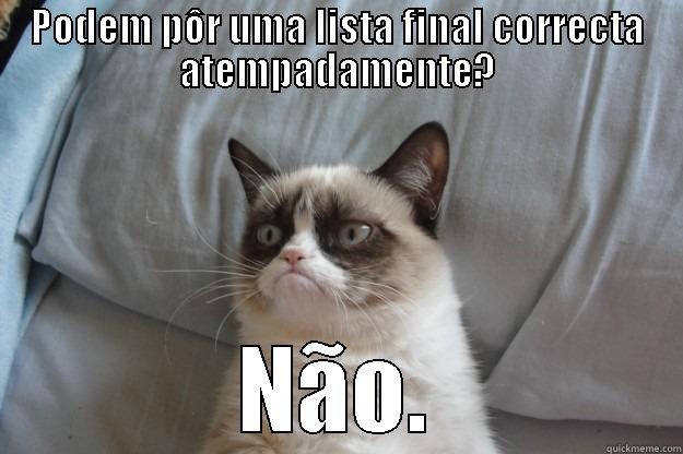 PODEM PÔR UMA LISTA FINAL CORRECTA ATEMPADAMENTE? NÃO. Grumpy Cat