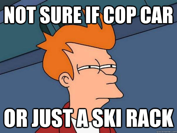 Not sure if cop car Or just a ski rack   Futurama Fry