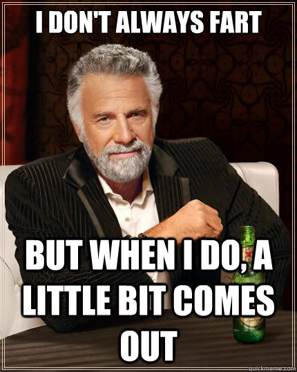 I don't always fart  But when i do, a little bit comes out - I don't always fart  But when i do, a little bit comes out  The Most Interesting Man In The World