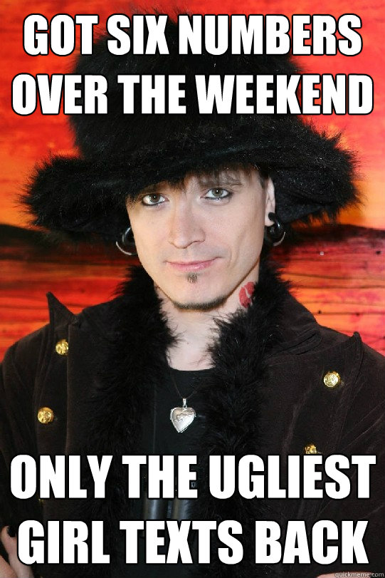 Got six numbers over the weekend Only the ugliest girl texts back  Lolgame