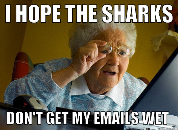  I HOPE THE SHARKS     DON'T GET MY EMAILS WET   Grandma finds the Internet