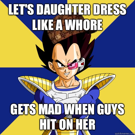 Let's daughter dress like a whore Gets mad when guys hit on her  
