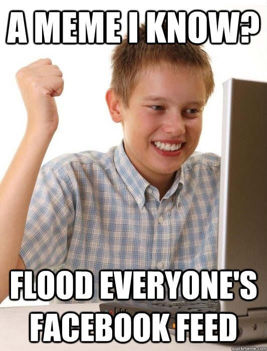A meme I know? flood everyone's facebook feed  First Day on the Internet Kid