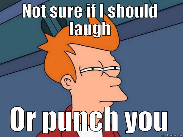 NOT SURE IF I SHOULD LAUGH OR PUNCH YOU Futurama Fry