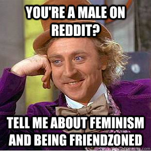 You're a male on reddit? Tell me about feminism and being friendzoned   Condescending Wonka