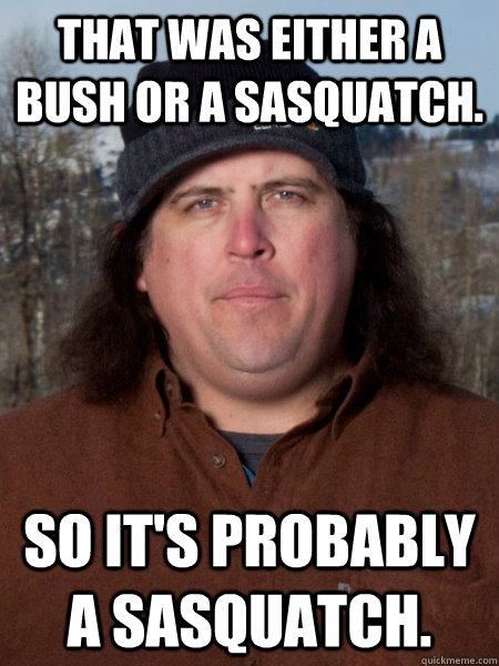 That was either a bush or a sasquatch. So it's probably a sasquatch. - That was either a bush or a sasquatch. So it's probably a sasquatch.  No Credibility Bigfoot Hunter