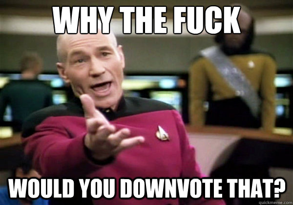 Why the fuck Would you downvote that?  Why The Fuck Picard