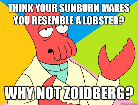 Think your sunburn makes you resemble a lobster? why not zoidberg? - Think your sunburn makes you resemble a lobster? why not zoidberg?  Misc