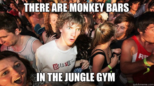 there are monkey bars
 in the jungle gym  Sudden Clarity Clarence