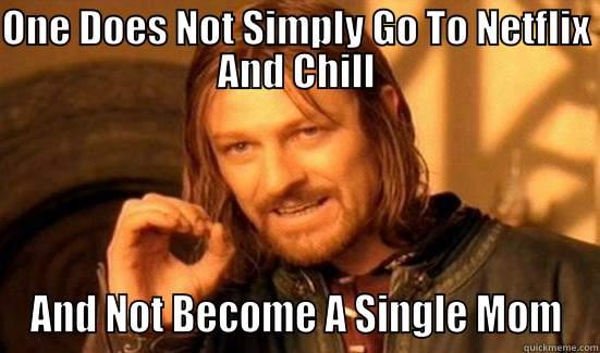 ONE DOES NOT SIMPLY GO TO NETFLIX AND CHILL AND NOT BECOME A SINGLE MOM Boromir
