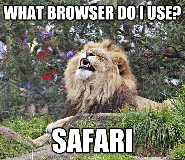 What browser do I use? Safari - What browser do I use? Safari  Aww yea lion