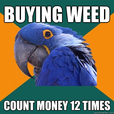 Buying weed count money 12 times  Paranoid Parrot