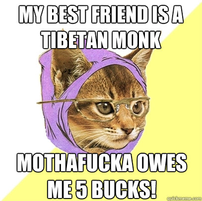 my best friend is a tibetan monk mothafucka owes me 5 bucks!  Hipster Kitty