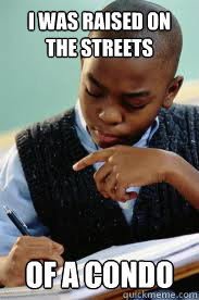 I was raised on the streets of a condo  Succesful Black Mans son