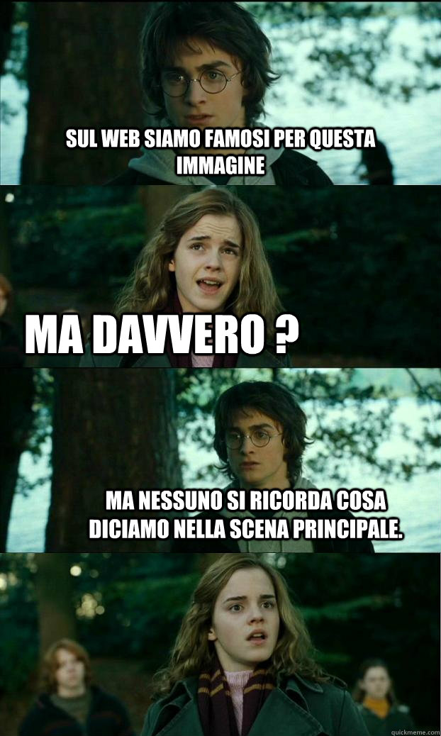 Sul web siamo famosi per questa immagine Ma davvero ? Ma nessuno si ricorda cosa diciamo nella scena principale.  Horny Harry