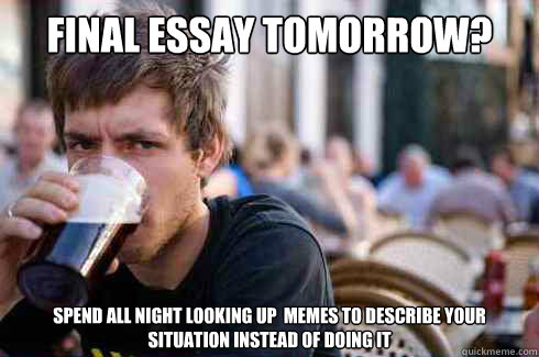 Final Essay tomorrow? Spend all night looking up  memes to describe your situation instead of doing it  Lazy College Senior