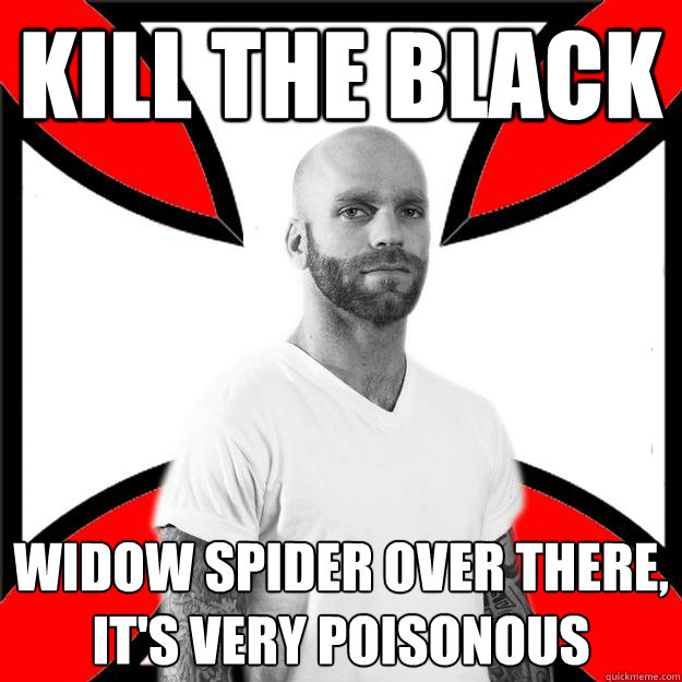 Kill the black widow spider over there, it's very poisonous  Skinhead with a Heart of Gold