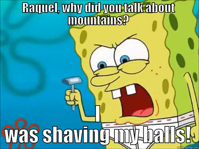 Spongebob Balls - RAQUEL, WHY DID YOU TALK ABOUT MOUNTAINS? I WAS SHAVING MY BALLS! Misc