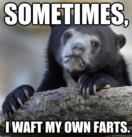 Sometimes, I waft my own farts.  Confession Bear