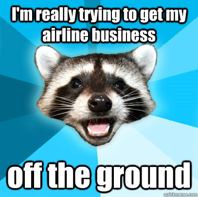 I'm really trying to get my airline business off the ground  Lame Pun Coon